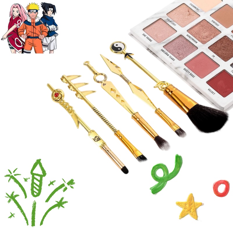 Beauty No Makeup - Naruto Anime Make-upkwastenset, 5-delige set –
